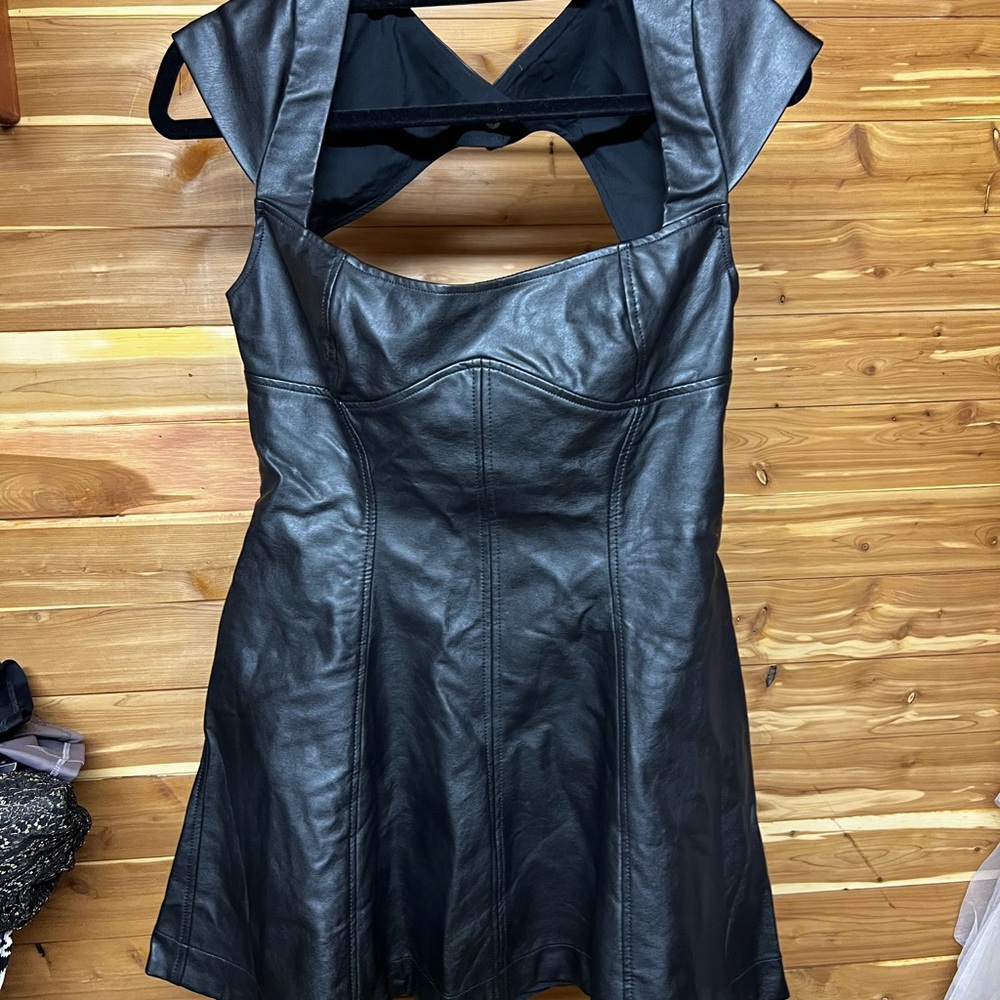 Elegant Black Leather Dress